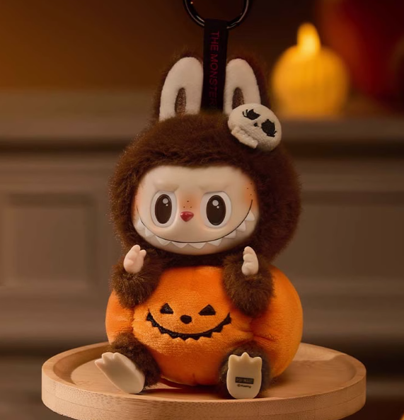 Labubu Monster Carnival Halloween Series Sitting Pumpkin Rubber Plush Pendant