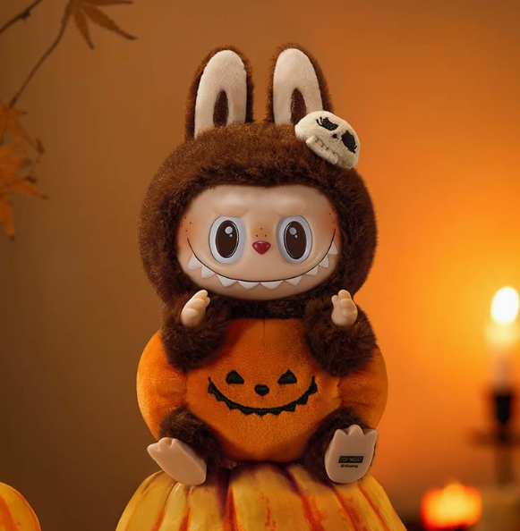 Labubu Monster Carnival Series Sitting Pumpkin Rubber Plush Pendant